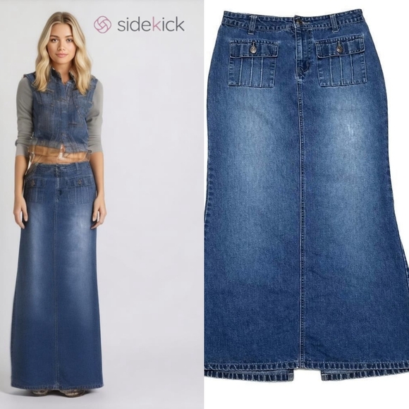 90s Vintage No Boundaries High Waisted Back Slit Maxi Denim